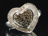 Ladies Sterling Silver & Brown Champagne Diamond Heart Shaped Promise Ring