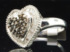 Ladies Sterling Silver & Brown Champagne Diamond Heart Shaped Promise Ring