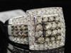 Brown Diamond Cocktail Ring Ladies 10K White Gold Round Square Design 1.50 Tcw.