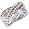 Diamond Wedding Band 14K Two Tone Gold Round Fashion Cocktail Ring 1.33 Ct.