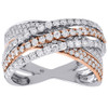 Diamond Wedding Band 14K Two Tone Gold Round Fashion Cocktail Ring 1.33 Ct.