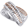 Diamond Wedding Band 14K Two Tone Gold Round Fashion Cocktail Ring 1.33 Ct.