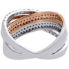 Diamond Wedding Band 14K Two Tone Gold Round Fashion Cocktail Ring 1.33 Ct.