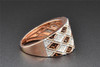 Red Diamond Designer Right Hand Cocktail Ring 10K Rose Gold Round Cut 0.20 Ct