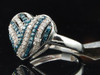 Blue Diamond Heart Ring 10K White Gold Round Fashion Love Cocktail Band 1/2 Ct.