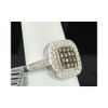 Brown Diamond Square Fashion Right Hand Ring .925 Sterling Silver 0.19 Ct