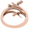 Red Diamond Designer Cocktail Ring 10K Rose Gold Fashion Right Hand Band 1/4 Ct.