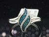 Ladies 10K White Gold Blue & White Diamond Engagement Fashion Cocktail Ring Band