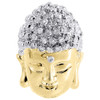 Diamond Buddha Face Pendant .925 Sterling Silver Round Pave Charm 0.42 Ct.