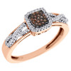 10K Rose Gold Red Diamond Square Infinity Style Right Hand Cocktail Ring 0.20 Ct