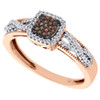 10K Rose Gold Red Diamond Square Infinity Style Right Hand Cocktail Ring 0.20 Ct