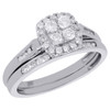 14K White Gold Round Diamond Square Halo Engagement Ring Bridal Set 0.50 Ct.