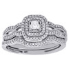 10K White Gold Solitaire Diamond Halo Infinity Wedding Ring Bridal Set 3/8 Ct