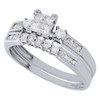 10K White Gold Princess Diamond Bridal Set Engagement Ring + Wedding Band 1/2 Ct