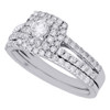 14K White Gold Solitaire Diamond Split Shank Engagement Ring Bridal Set 1 Ct.