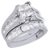 14K White Gold Quad Princess Diamond Channel Set Wedding Ring Bridal Set 3 Ct.