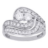 14K White Gold 2 Stone Solitaire Diamond Bridal Set Engagement Ring + Band 1 Ct.