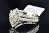 Ladies 14K White Gold Princess Cut Diamond Marquise Engagement Ring Bridal Set