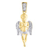 Mini Angel Cherub Real Diamond Pendant .925 Charm 0.10 Tcw with Moon-cut Chain