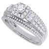 Solitaire Diamond Bridal Set Round Cut Engagement Ring 14K White Gold 0.82 Ct.