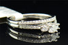 Diamond Solitaire Engagement Bridal Set 14K White Gold 3 Stone Wedding Band