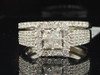 Diamond Engagement Ring Ladies 14K White Gold Princess Square Halo Design 1 Tcw.