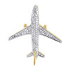 Mens Diamond Airplane Pendant .925 Sterling Silver Pave Charm 0.60 Ct.