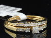 Diamond Engagement Wedding Set 10K Yellow Gold Princess Cut Bridal Ring 0.29 Ctw