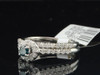 Ladies 10K White Gold Blue Diamond Flower Engagement Ring Bridal Set 0.85 Ct.