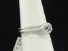 Ladies 10K White Gold Blue Diamond Flower Engagement Ring Bridal Set 0.85 Ct.