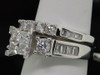 Ladies 14K White Gold Princess Cut Diamond Engagement Ring Bridal Set 2.00 Ct.