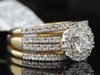 Diamond 3 Piece Wedding Bridal Set 14K Yellow Gold Halo Engagement Ring 1.26 CT