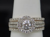 Diamond 3 Piece Wedding Bridal Set 14K Yellow Gold Halo Engagement Ring 1.26 CT