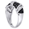 Ladies Black Diamond Fashion Band .925 Sterling Silver Ring 0.16 Ct.