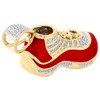 10k Yellow Gold Diamond Pendant Red Enamel Jumpman Jordan 23 Shoes 0.50 Ct 1.50"