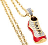 10k Yellow Gold Diamond Pendant Red Enamel Jumpman Jordan 23 Shoes 0.50 Ct 1.50"