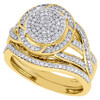 Diamond Wedding Bridal Set 10K Yellow Gold Round Halo Engagement Ring 1/2 Ct