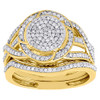 Diamond Wedding Bridal Set 10K Yellow Gold Round Halo Engagement Ring 1/2 Ct