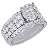 Princess Diamond Wedding Bridal Set 14K White Gold Halo Engagement Ring 1.50 Ct
