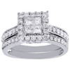 Quad Princess Diamond Wedding Bridal Set 14K White Gold Engagement Ring 1 Ct.