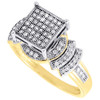 Ladies 10K Yellow Gold Pave Round Cut Diamond Engagement Fashion Ring 0.25 Ct.