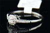 Ladies 14K White Gold Solitaire Diamond Halo Set Engagement Ring Bridal 0.27 Ct.