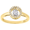 10K Yellow Gold Dancing Diamond Shimmering Halo Wedding Promise Ring 0.18 Ct.