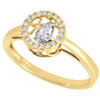 10K Yellow Gold Dancing Diamond Shimmering Halo Wedding Promise Ring 0.18 Ct.