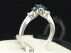 10k White Gold Round Cut Blue Diamond Three Stone Engagement Ring 0.27 Ct.