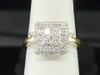 Diamond Engagement Ring 10K Yellow Gold Round Cut Halo 1 Ct Square Design