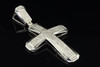 Mens .925 Sterling Silver Real Diamond Pave Set Dome Cross Pendant Charm .55 ct.