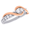14K White & Rose Gold Two Stone Diamond Engagement Ring Friendship Swirl 1/2 Ct.