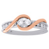 14K White & Rose Gold Two Stone Diamond Engagement Ring Friendship Swirl 1/2 Ct.