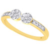 14K Yellow Gold Two Stone Cluster Diamond Flower Love Engagement Ring 1/3 Ct.